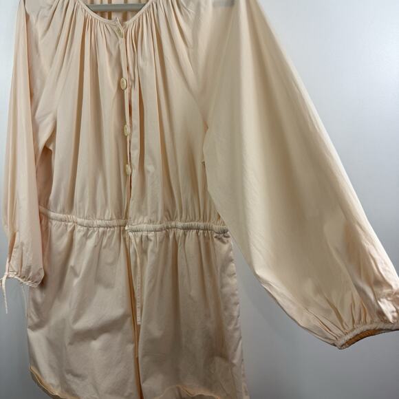 J Crew Cotton Poplin Tie-Sleeve Button Front Romper XXL Palest Peach Neutral - Picture 7 of 13